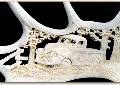 Truck carved from Antler